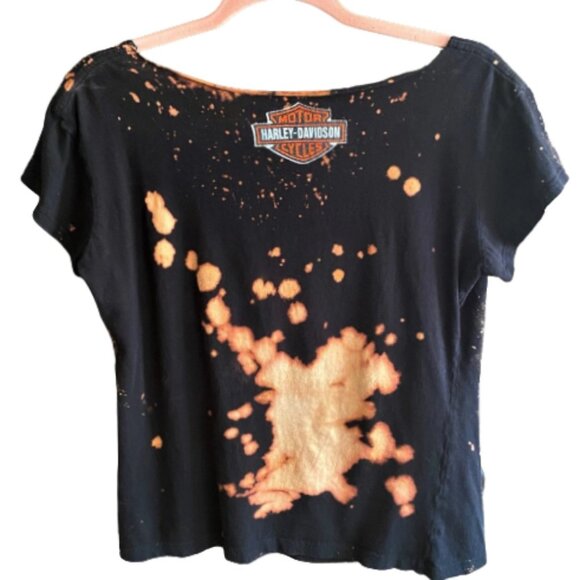 2/$40 Vintage Harley-Davidson distressed bleached tie dye graphic tee T shirt - Picture 2 of 13